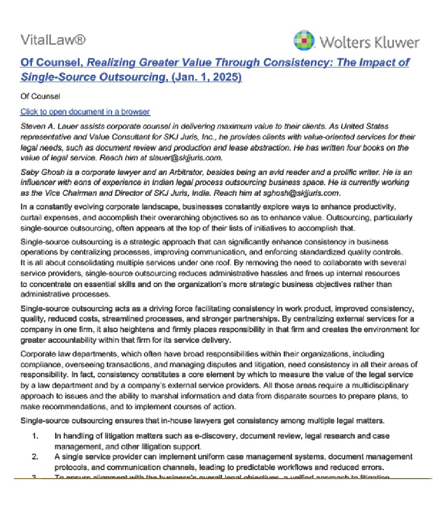 Realizing Greater Value Through Consistency The Impact of Single-Source Outsourcing Jan-1-2025