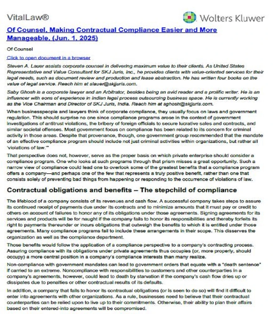 Making Contractual Compliance Easier and More Manageable